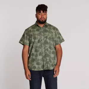 Chemise imprimé floral manches courtes vert de 2XL à 8XL-2XL