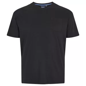 T-shirt col V uni poche poitrine noir