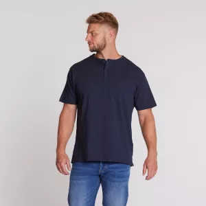 T-shirt col grand-père bleu marine avec poche-5XL
