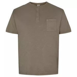 T-shirt col grand-père vert olive avec poche