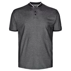 Polo piqué col montant noir-5XL