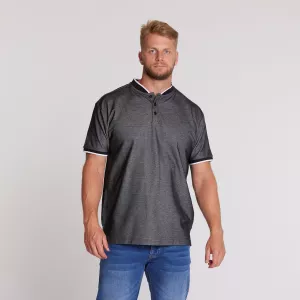 Polo piqué col montant noir-5XL