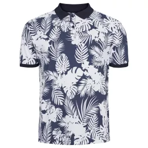 North 56.4 Polo piqué marine motif floral blanc de 2XL à 8XL