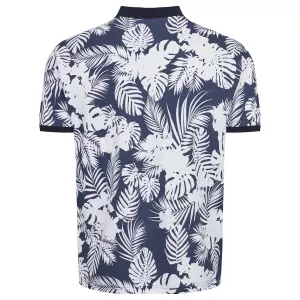 North 56.4 Polo piqué marine motif floral blanc de 2XL à 8XL-3XL