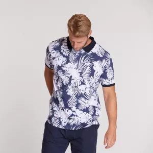 North 56.4 Polo piqué marine motif floral blanc de 2XL à 8XL-3XL