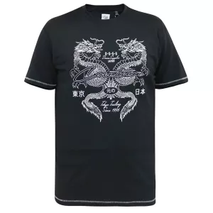 T-shirt D555 Japon Dragon noir-5XL