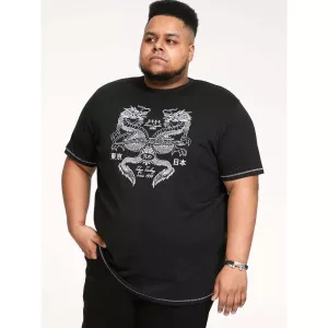 T-shirt D555 Japon Dragon noir-5XL