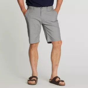 Short chino stretch effet ligné kaki clair-P46