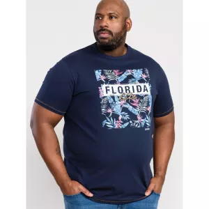T-shirt D555 floral Florida bleu marine-4XL