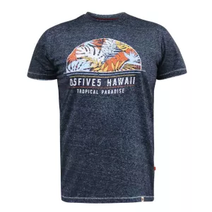 T-shirt D555 Hawaii Leaf Mélange de bleu marine-5XL