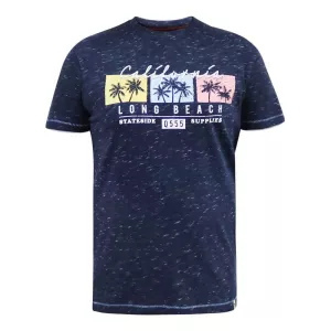 T-shirt Mélange de bleu marine D555 California Long Beach-5XL