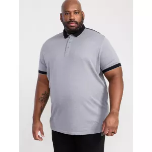 Polo piqué D555 contrasté noir Gris-5XL