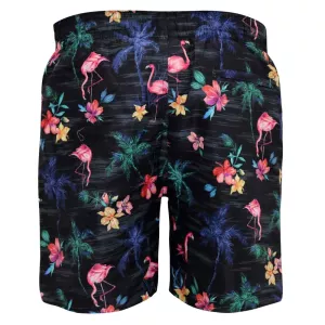 Short de bain tropical noir flamants roses-8XL