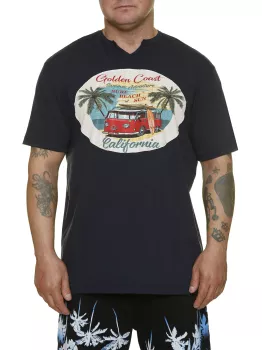 T-shirt bleu marine motif Golden Coast California -6XL