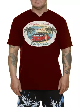 T-shirt bordeaux motif Golden Coast California -3XL