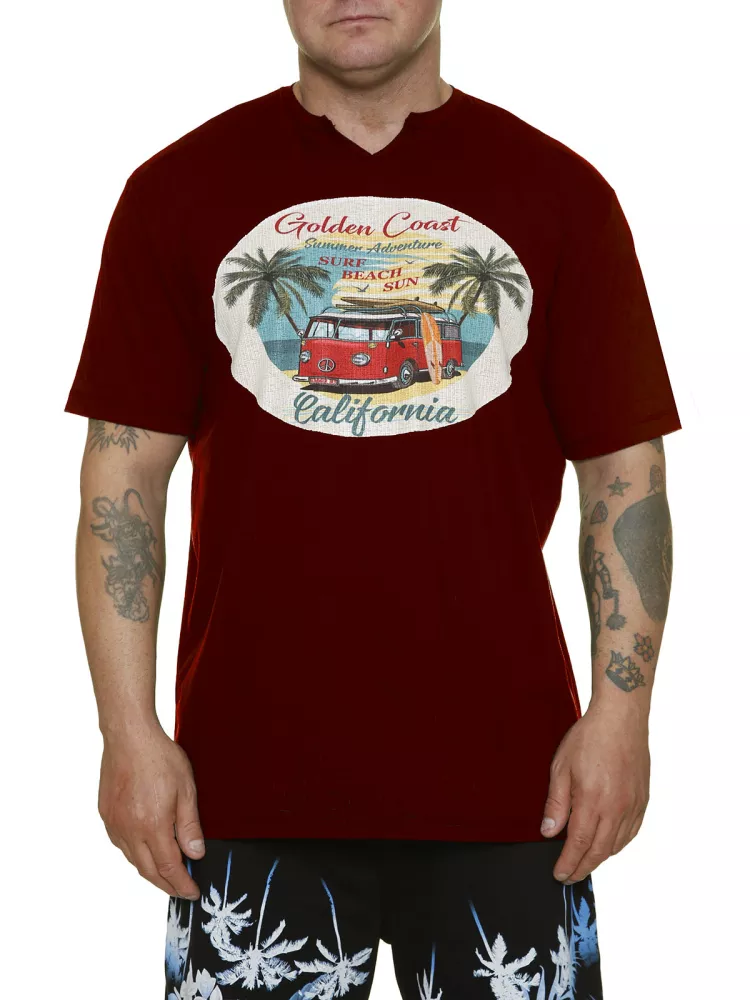 T-shirt manche courte bordeaux de 3XL à 8XL - Golden Coast - California-4XL
