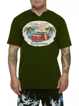 T-shirt vert foncé motif Golden Coast California -7XL