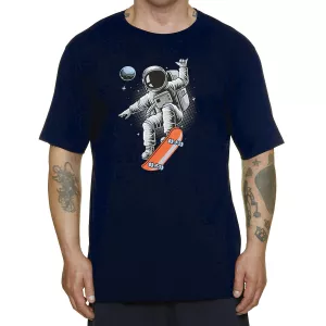 T-shirt bleu marine astronaute skateboard - XXL4YOU