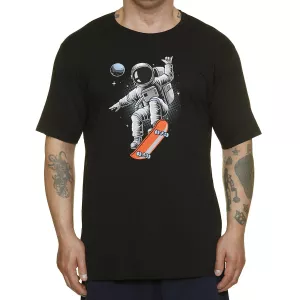 T-shirt noir astronaute skateboard - XXL4YOU