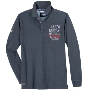 Polo manche longue bleu graphite de 3XL à 10XL - Maritime