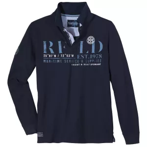 Polo manche longue bleu nuit de 3XL à 10XL - Yacht