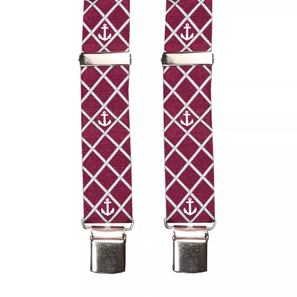 Bretelle bordeaux à pinces - Ancre--