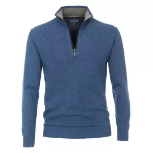 Pull Col zippé manche longue bleu admiral de 3XL à 6XL-5XL