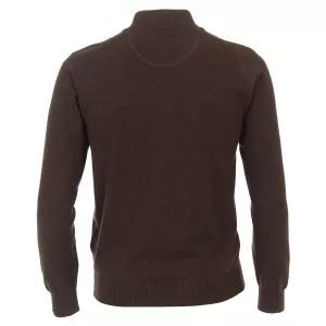 Pull Col zippé manche longue Brun Foncé de 3XL à 6XL-4XL