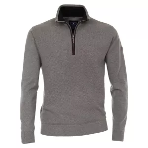 Pull Col zippé manche longue gris clair de 3XL à 6XL