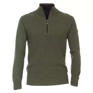 Pull Col zippé manche longue vert foncé de 3XL à 6XL-3XL