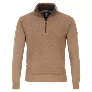 Pull Col zippé manche longue Camel de 3XL à 6XL
