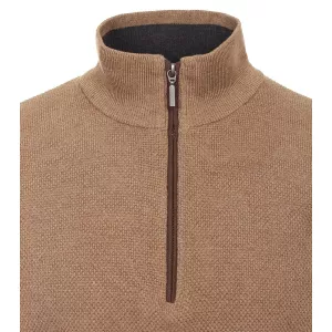 Pull Col zippé manche longue Camel de 3XL à 6XL-3XL