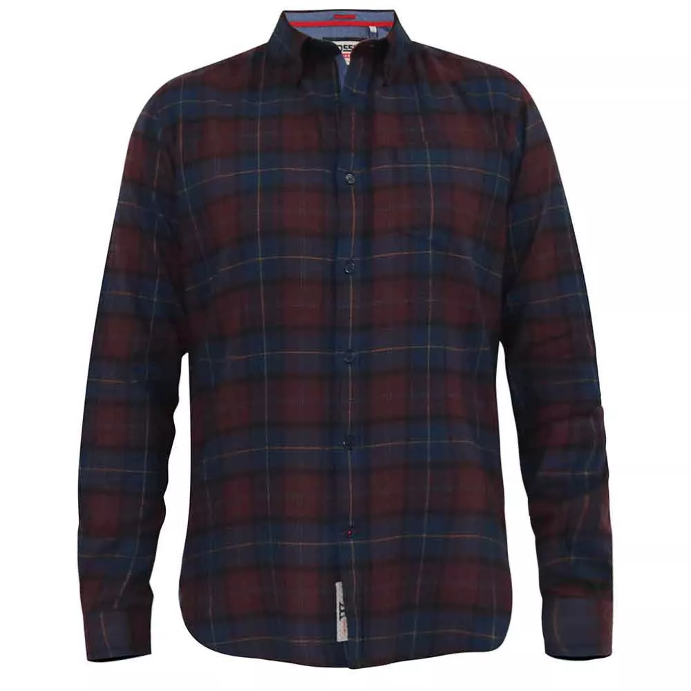 Chemise carreaux marine bordeaux manche longue flanelle de 3XL à 7XL - THORNWOOD-5XL