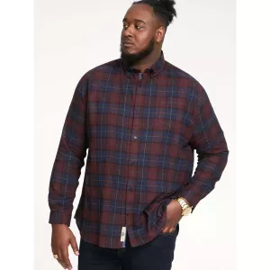 Chemise carreaux marine bordeaux manche longue flanelle de 3XL à 7XL - THORNWOOD-6XL