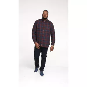 Chemise carreaux marine bordeaux manche longue flanelle de 3XL à 7XL - THORNWOOD-5XL