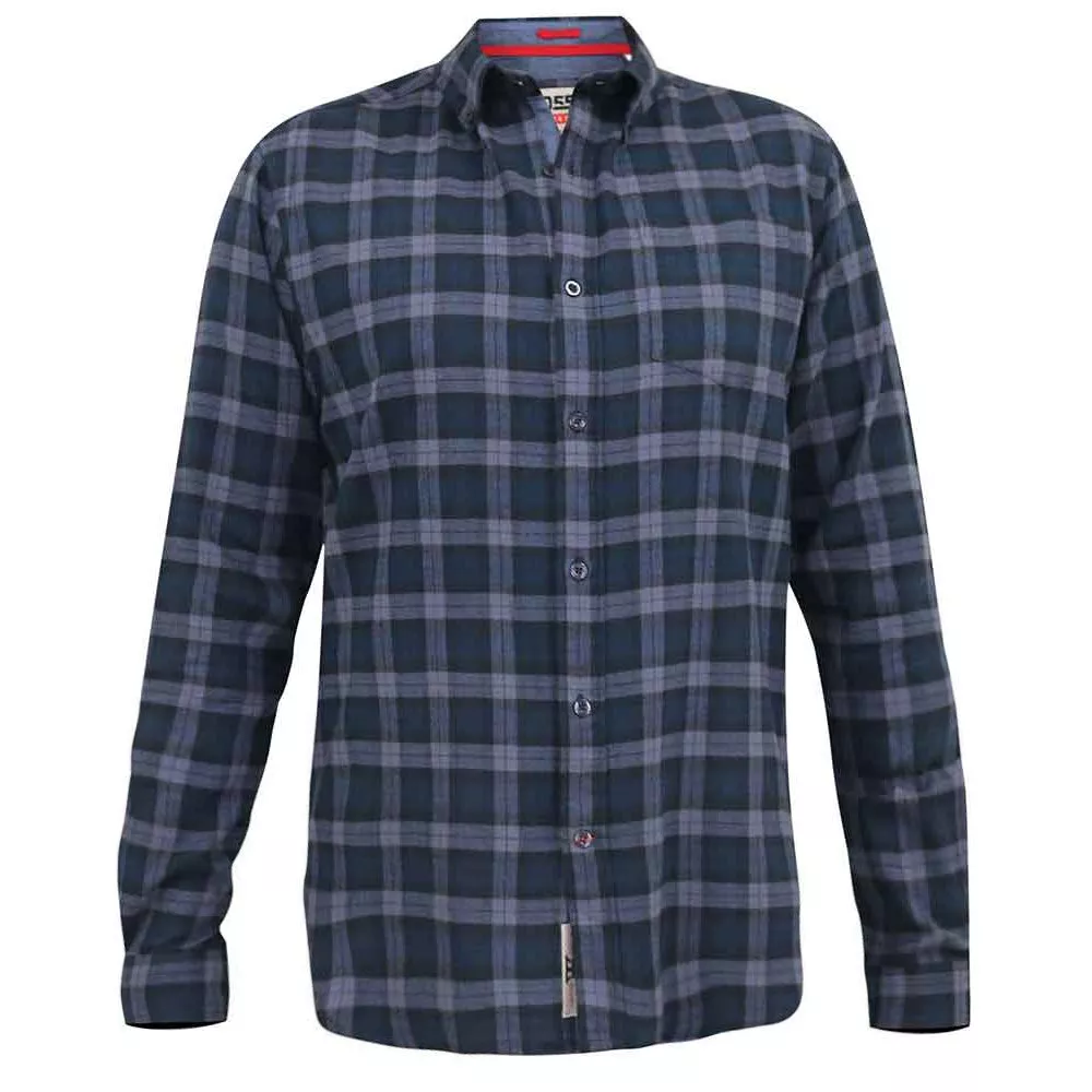 Chemise carreaux bleu marine manche longue flanelle de 3XL à 8XL - LUTON-5XL