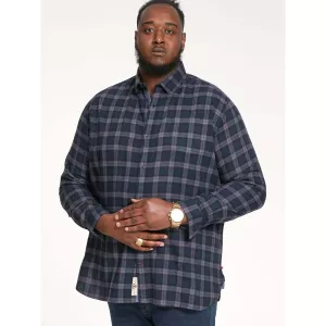 Chemise carreaux bleu marine manche longue flanelle de 3XL à 8XL - LUTON-4XL