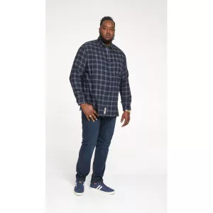 Chemise à carreaux bleu marine en flanelle-4XL