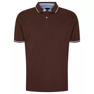 Polo piqué à poche contrastée Brun Foncé-5XL