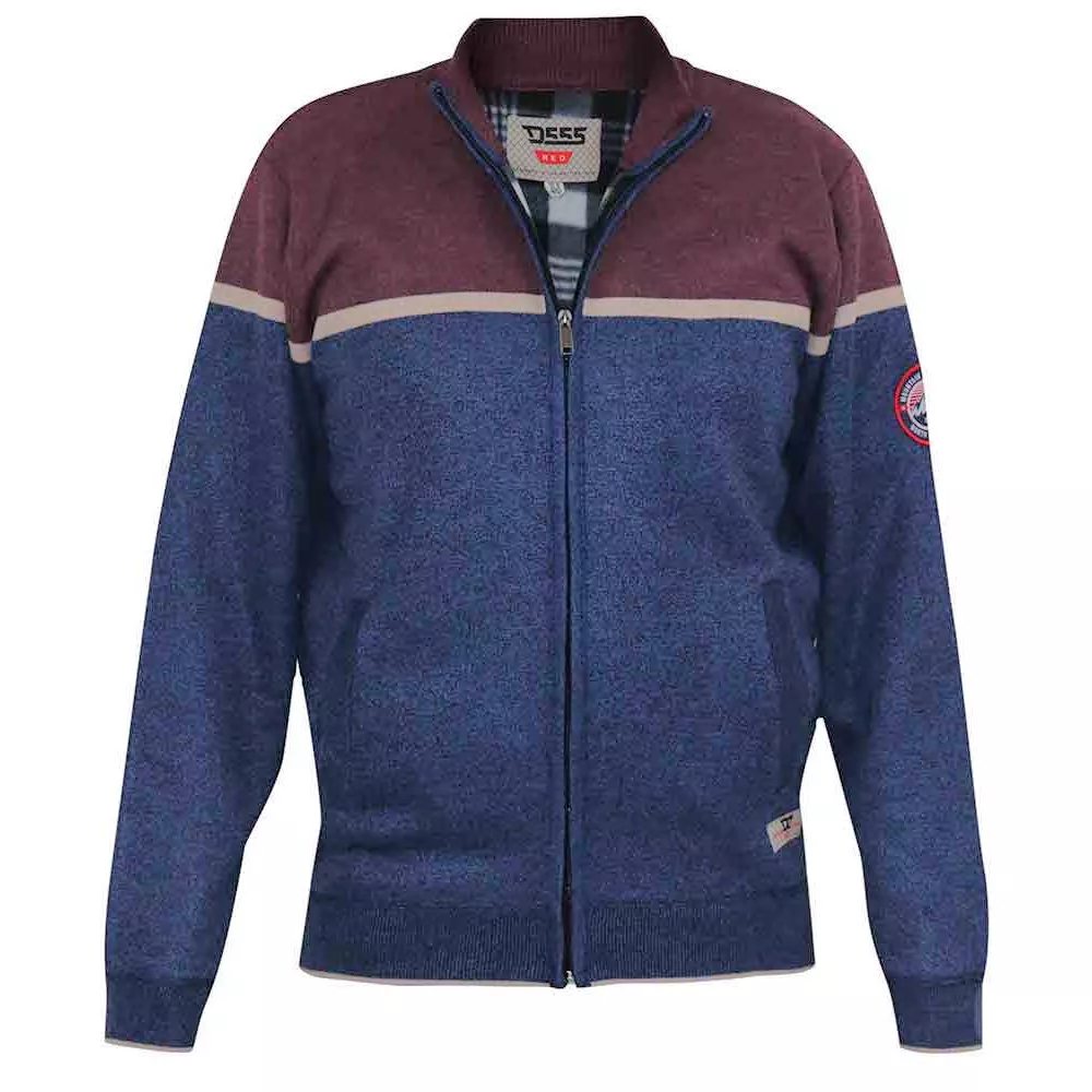 4XL Pull cardigan Zippé bleu et bordeaux de 3XL à 6XL Cory Homme