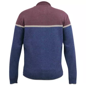 Pull cardigan D555 bicolore bleu et bordeaux -4XL