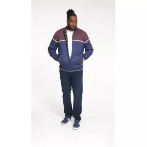 Pull cardigan D555 bicolore bleu et bordeaux -4XL