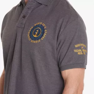 Polo brodé Mélange de gris foncé style nordique-3XL