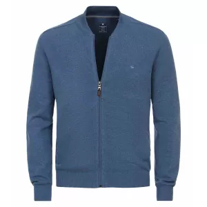 Pull Col Collège cardigan zippé bleu admiral de 2XL à 6XL