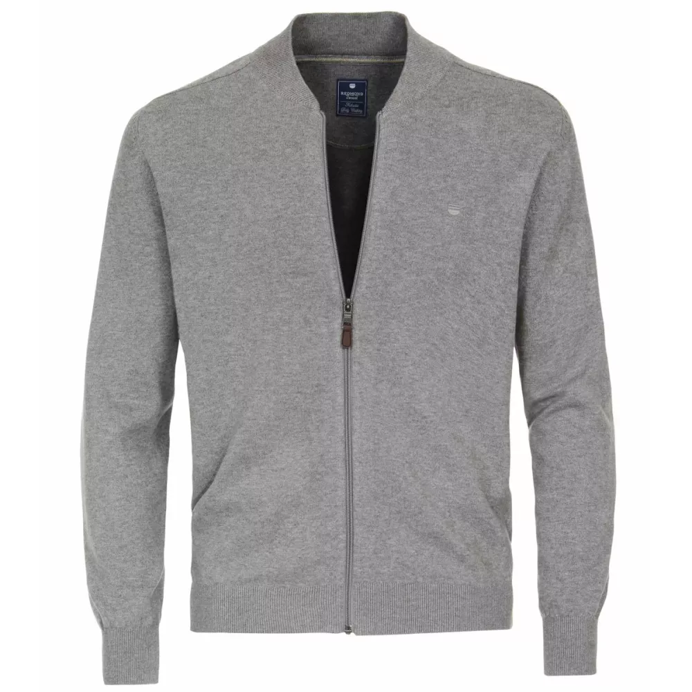 Pull Col Collège cardigan zippé gris clair de 2XL à 6XL-3XL