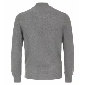 Pull Col Collège cardigan zippé gris clair-4XL