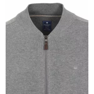 Pull Col Collège cardigan zippé gris clair-6XL