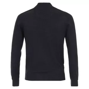 Pull Col Collège cardigan zippé bleu nuit-4XL
