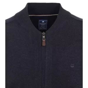 Pull Col Collège cardigan zippé bleu nuit-6XL