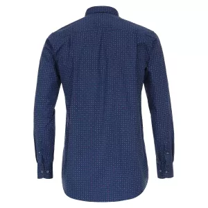 Chemise manche longue marine petit motif blanc rouge de 2XL à 5XL-5XL
